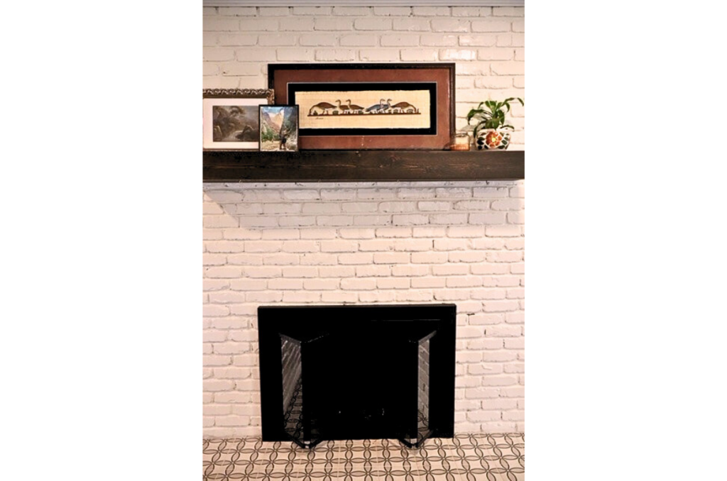 White brick fireplace DIY