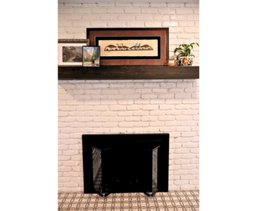 White brick fireplace DIY