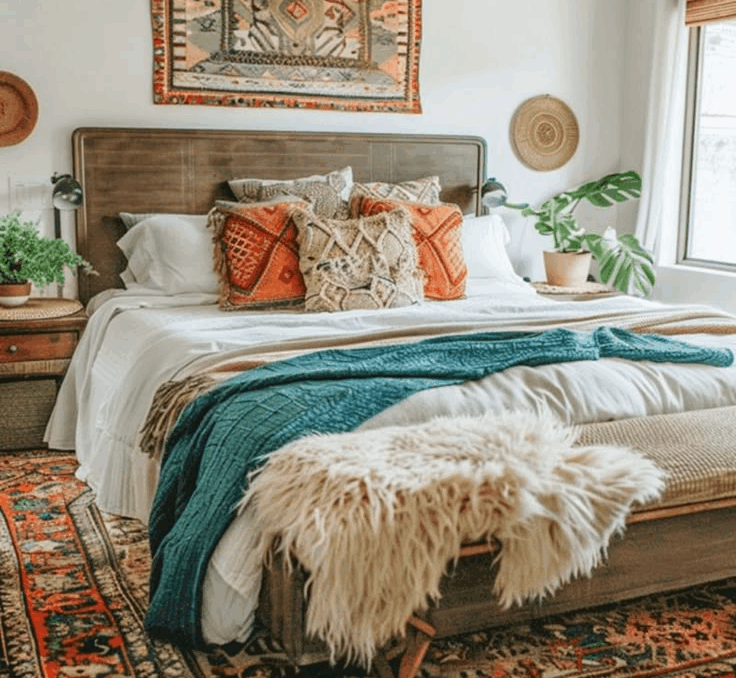 Bedroom with Boho bedroom decor 